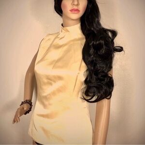 Ralph Lauren Gold Vintage Silk Sleeveless Zip Back Top Size 6